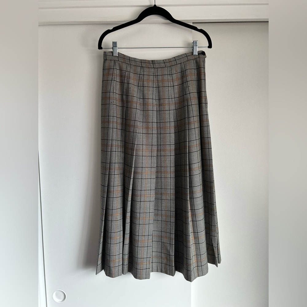 Vintage Pendleton Plaid A-Line Pleated Wool Skirt